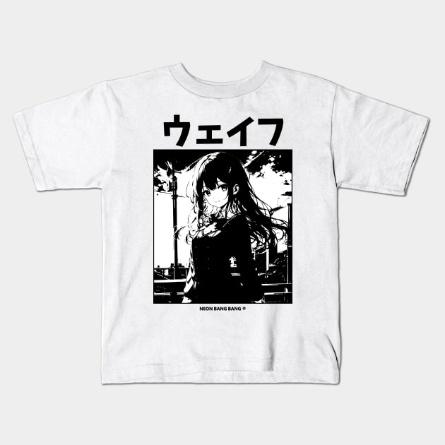 Anime Manga Girl Aesthetic Soft Grunge Waifu Japanese Otaku - White Kids T-Shirt by Neon Bang Bang